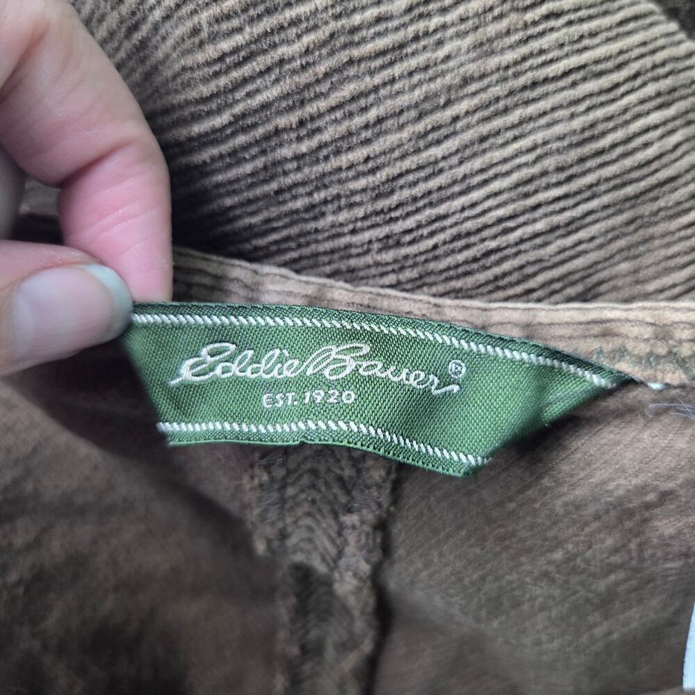 Eddie Bauer Women 18 Brown Corduroy Midi Skirt 14 A-Line Stretch Dark Academica - Picture 3 of 9